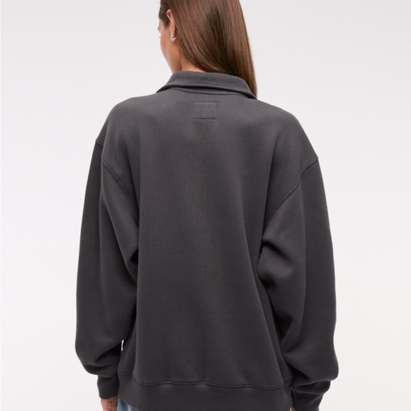 Abercrombie & Fitch Essential Vintage Sunday Dark Gray Half-Zip Sweatshirt - Picture 3 of 7